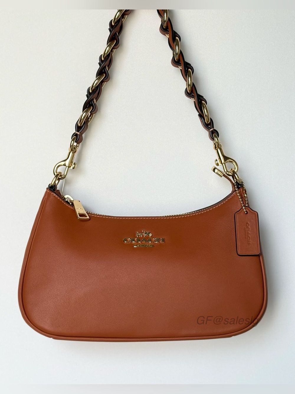NWT Coach Teri Shoulder & Crossbody Bag Amber Brown Chain Strap CEA66